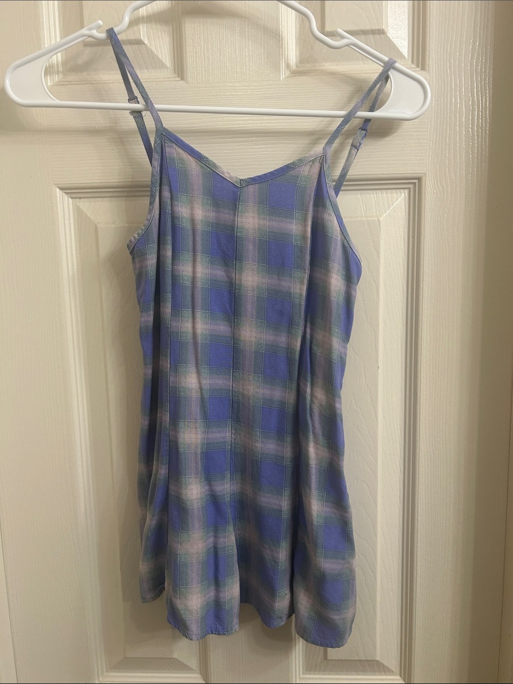 art class Blue and Gray Plaid Spaghetti Strap Camisole